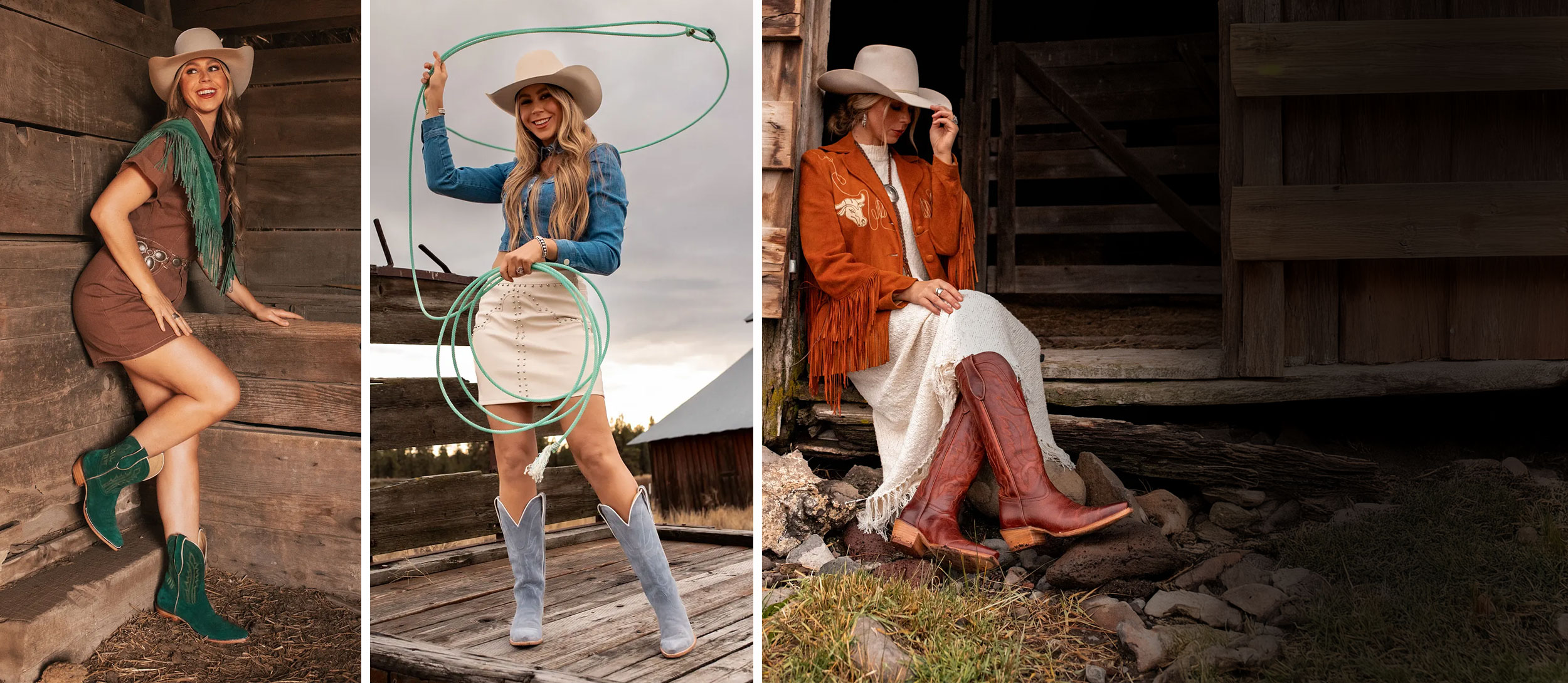 A collage of the ladies in various derby boots.